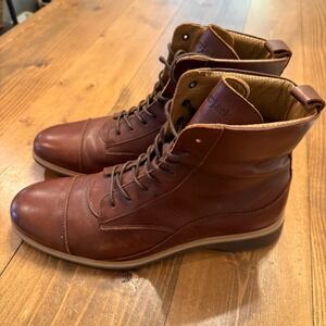 Amberjack 'The Boot' Comfortable Lace Up Boot Chestnut Sz 10 M Retail $209
